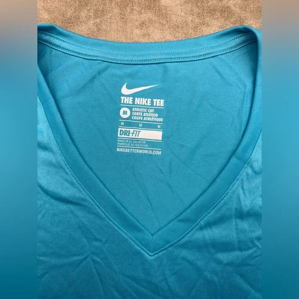 Nike Women's Dri-Fit Court Short Sleeve Tennis T-Shirt, Blue MEDIUM M - Picture 2 of 5